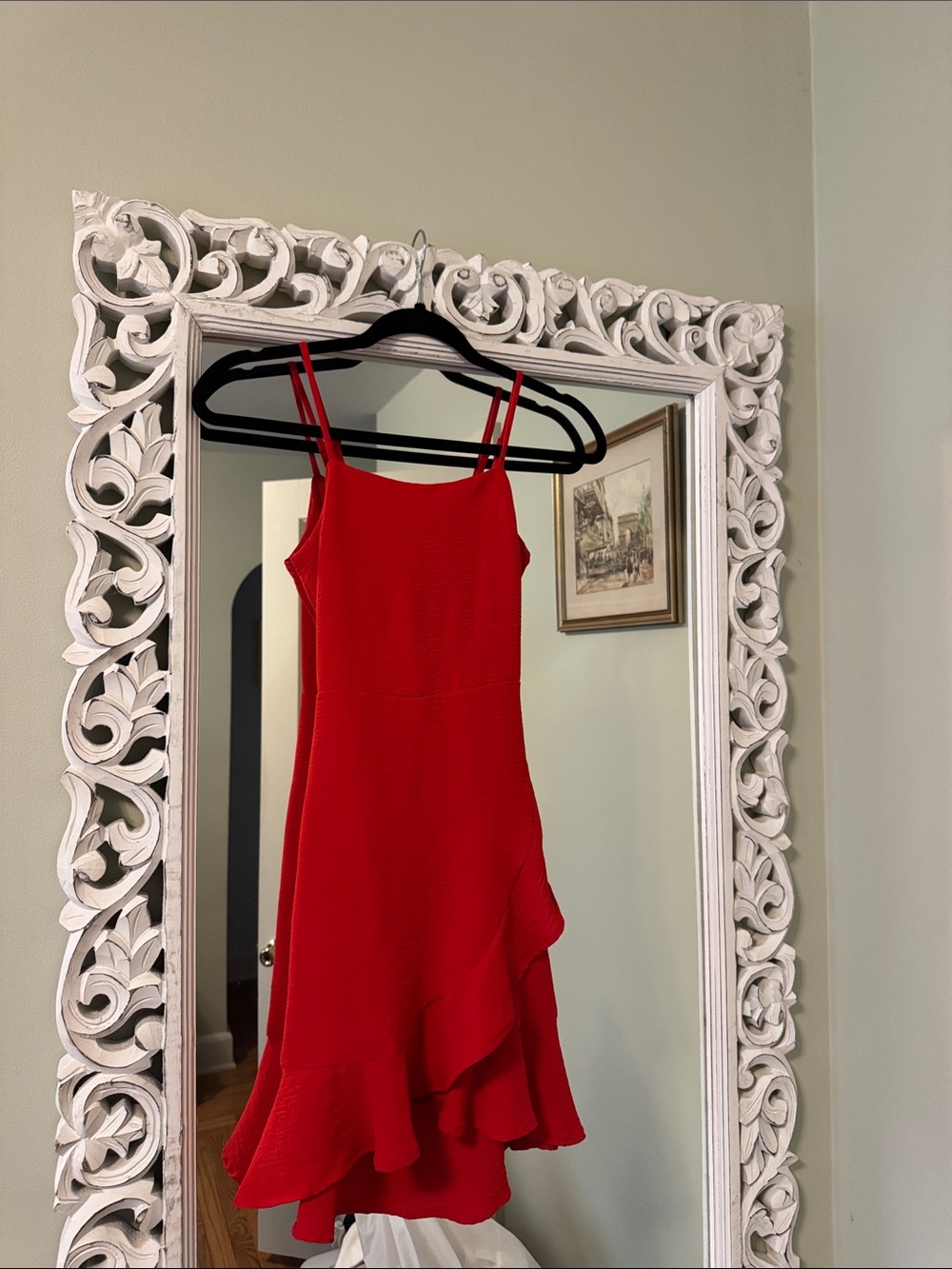 Open back red sundress